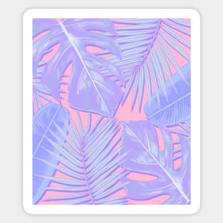 Monstera, Spider Palm, Tropical Leaves, Pastel Purple and Pink Sticker